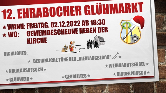 Glühmarkt am 02.12. ab 18.30 Uhr
