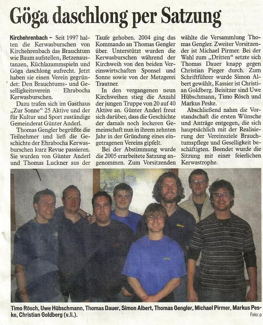 newspaper article, newspaper Frnkischer Tag, 09.02.2006