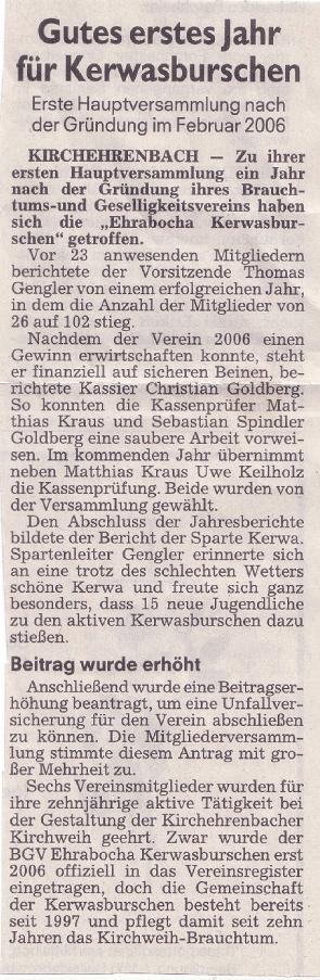 Zeitungsbericht NN vom 07.02.2007