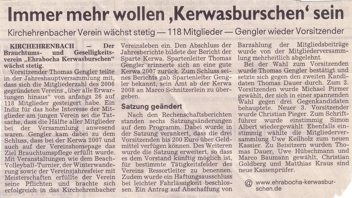 Zeitungsbericht NN vom 31.01.2008