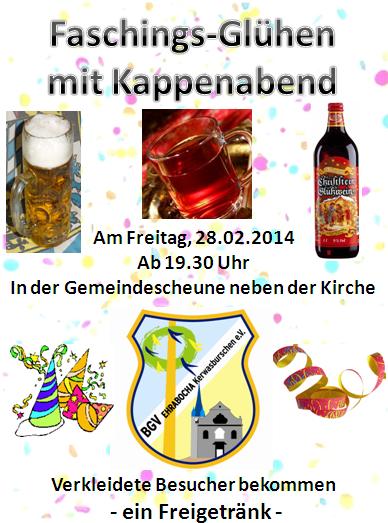 Werbung Faschingsglühen am 28.2.
